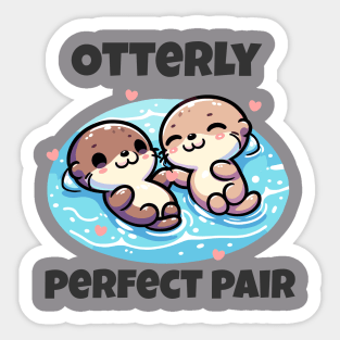 Cute Lovely Otter holding hands Swimming in Peace Sticker